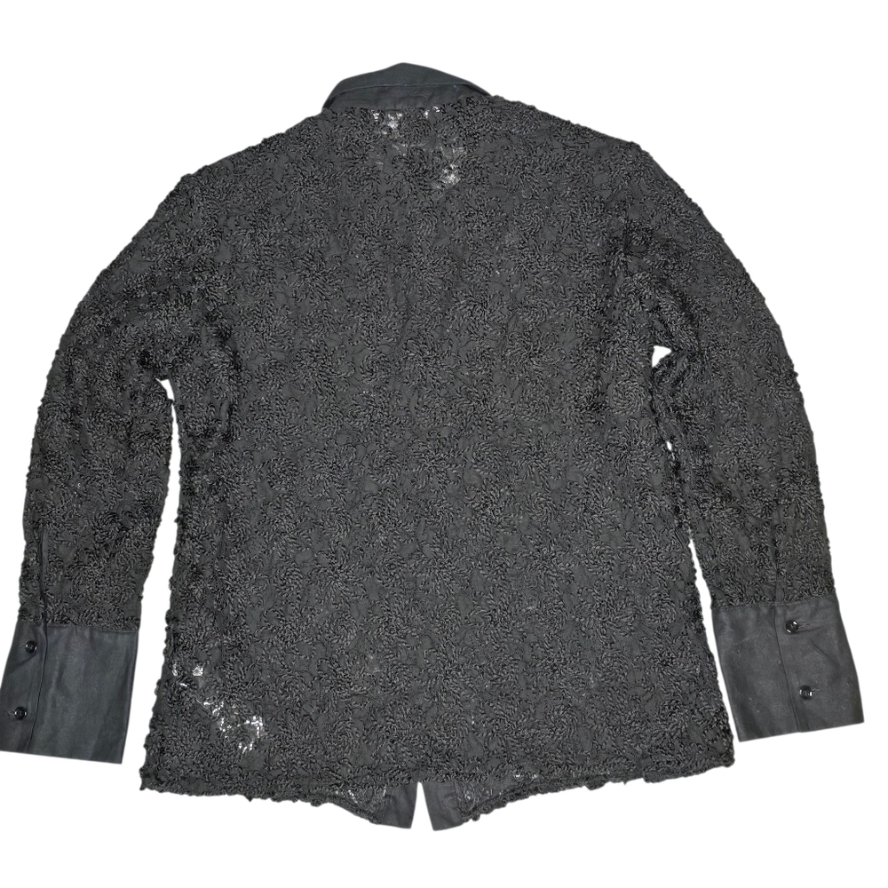 Zara Elegant Black Lace Blouse 51% Linen 49% Cotton - Picture 4 of 12